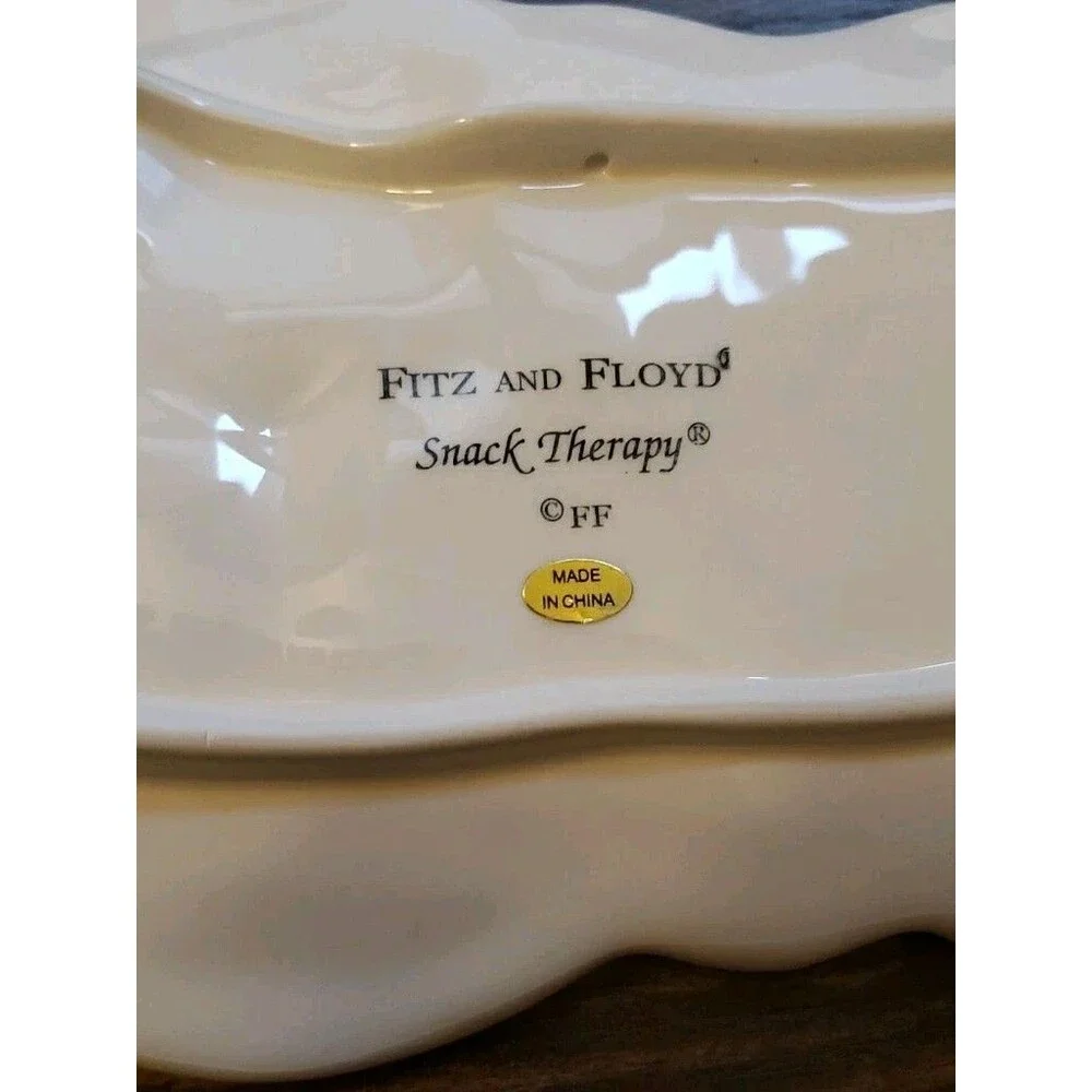 Fitz and Floyd Snack Therapy Snow Snowman Tray Christmas Winter Decor 12